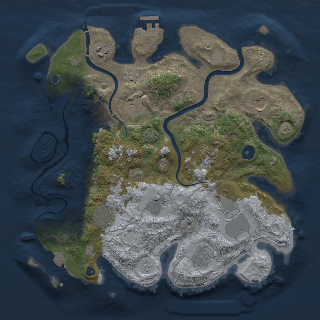 Rust Map: Procedural Map, Size: 3500, Seed: 437733053, 14 Monuments