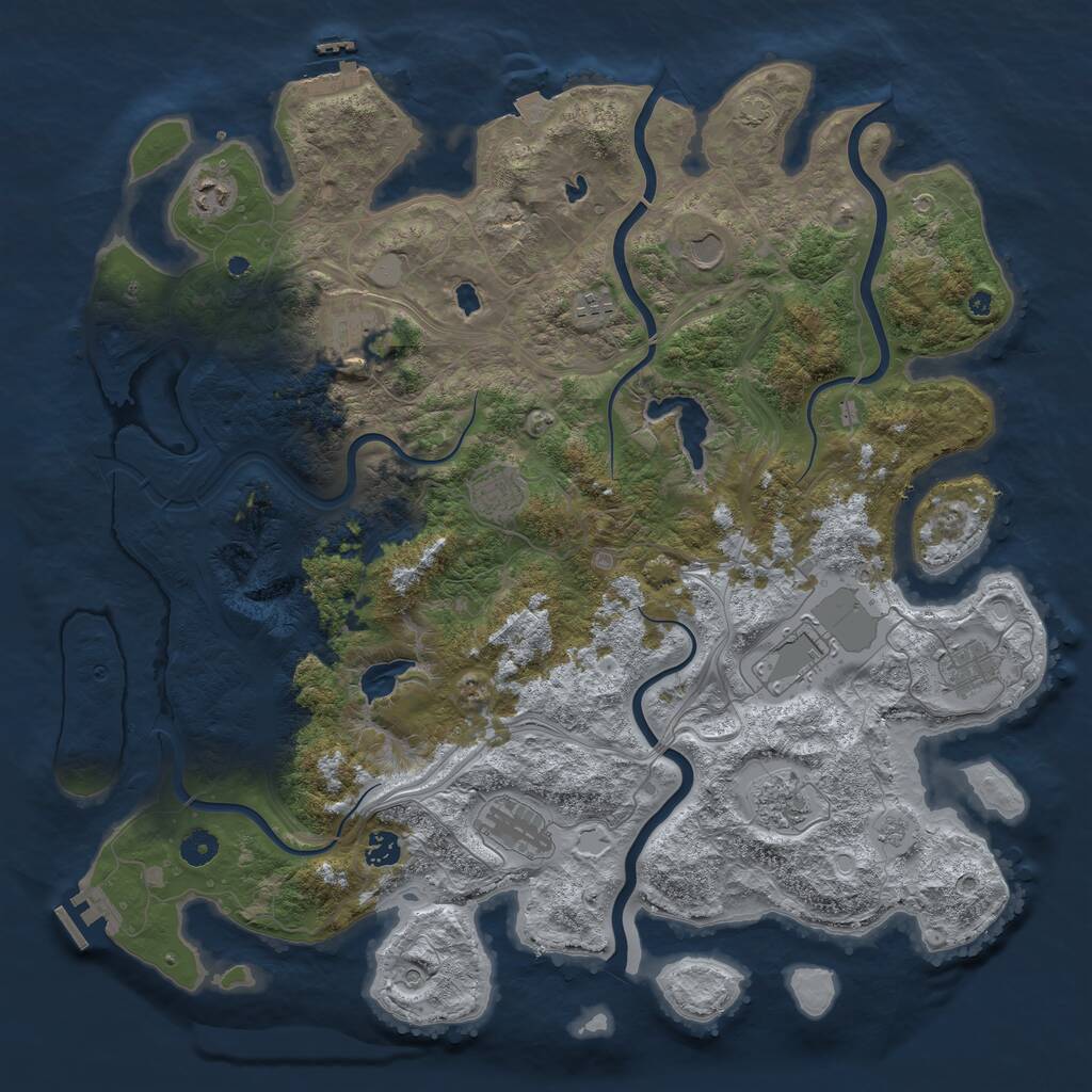 Rust Map: Procedural Map, Size: 4500, Seed: 896715912, 16 Monuments