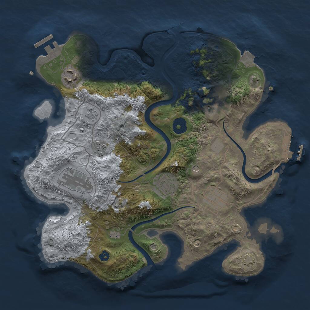 Rust Map: Procedural Map, Size: 3000, Seed: 1242439019, 12 Monuments
