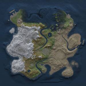Thumbnail Rust Map: Procedural Map, Size: 3000, Seed: 1242439019, 12 Monuments