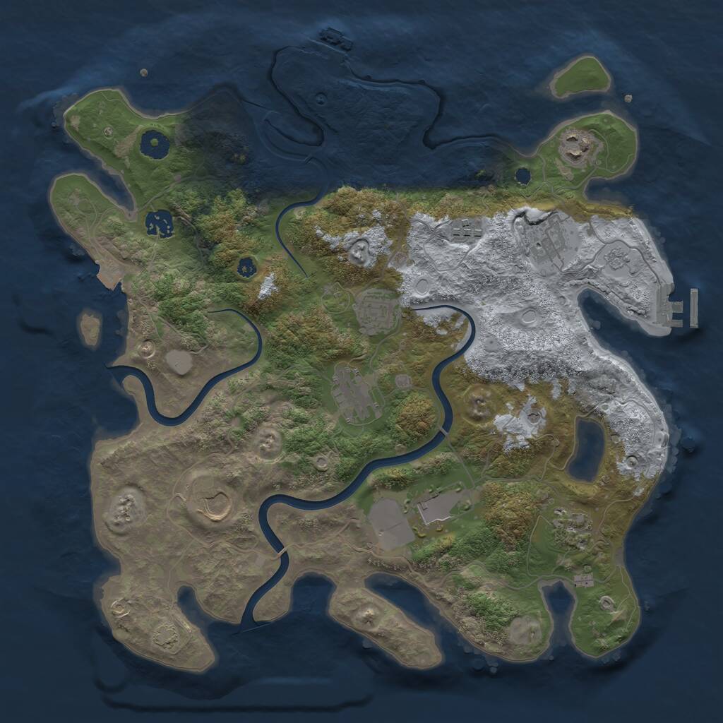 Rust Map: Procedural Map, Size: 3750, Seed: 2005597225, 15 Monuments