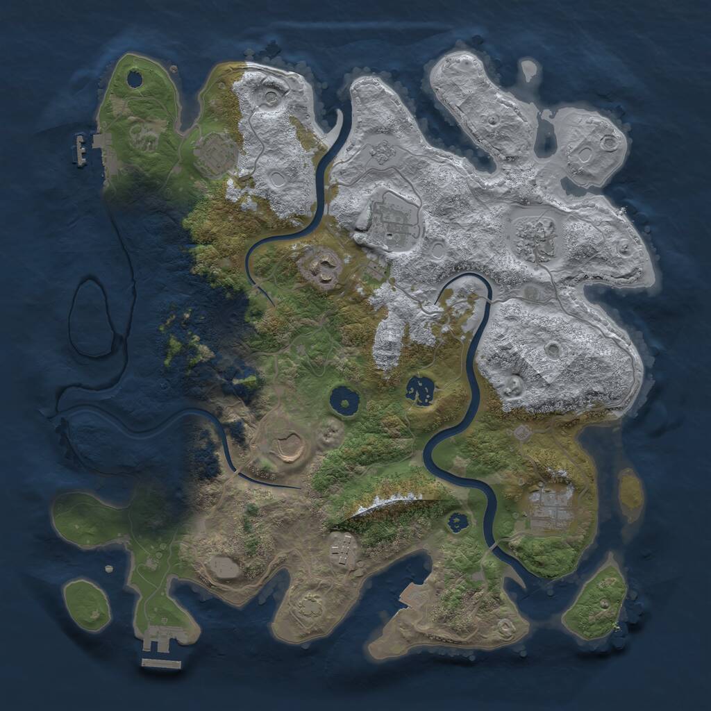 Rust Map: Procedural Map, Size: 3650, Seed: 98893808, 14 Monuments
