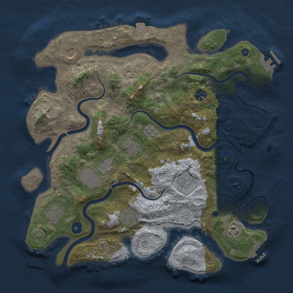 Rust Map: Procedural Map, Size: 3800, Seed: 423809461, 15 Monuments
