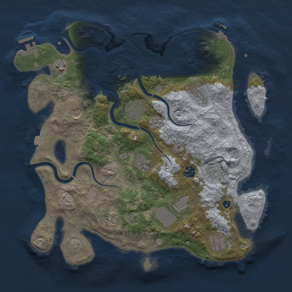 Rust Map: Procedural Map, Size: 3750, Seed: 645286194, 17 Monuments