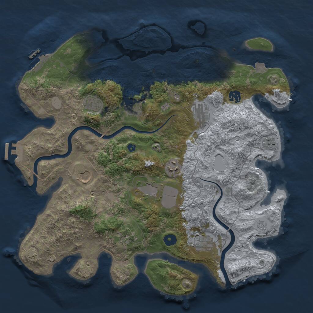 Rust Map: Procedural Map, Size: 3800, Seed: 45634, 16 Monuments
