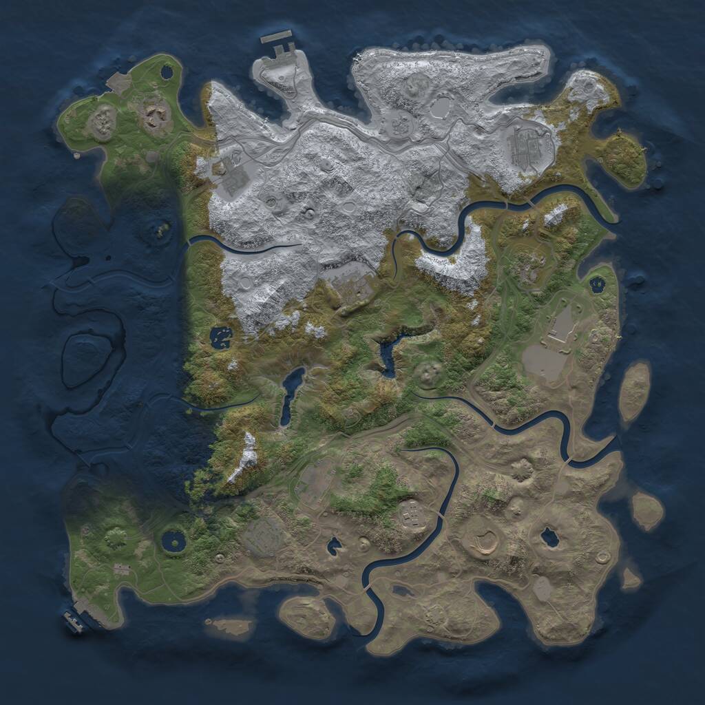 Rust Map: Procedural Map, Size: 4500, Seed: 518455114, 17 Monuments