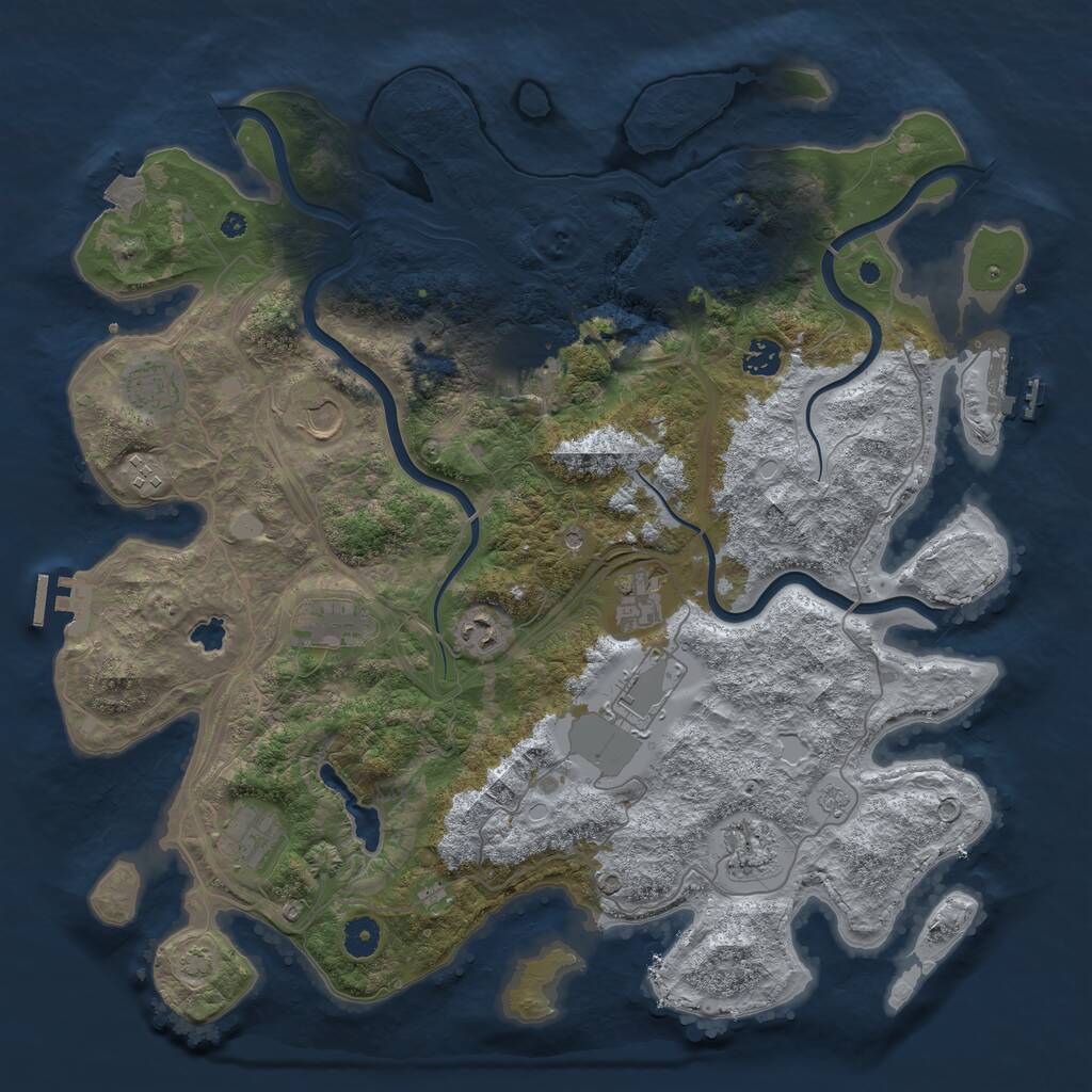 Rust Map: Procedural Map, Size: 4250, Seed: 2067665635, 17 Monuments