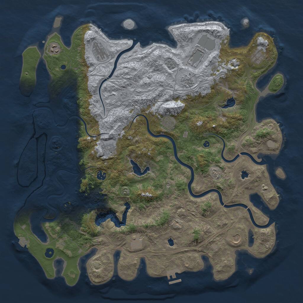 Rust Map: Procedural Map, Size: 4800, Seed: 500000, 16 Monuments