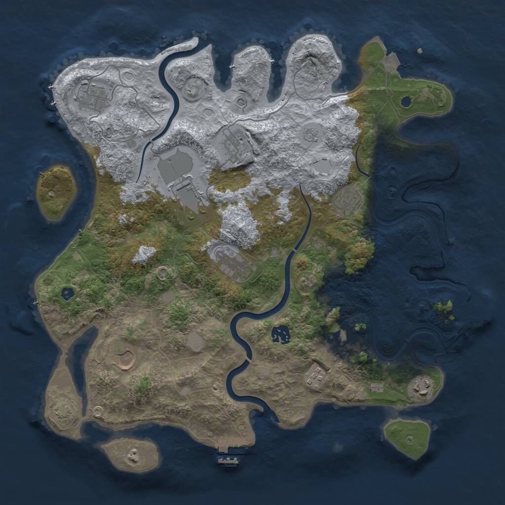 Rust Map: Procedural Map, Size: 3900, Seed: 128907, 16 Monuments