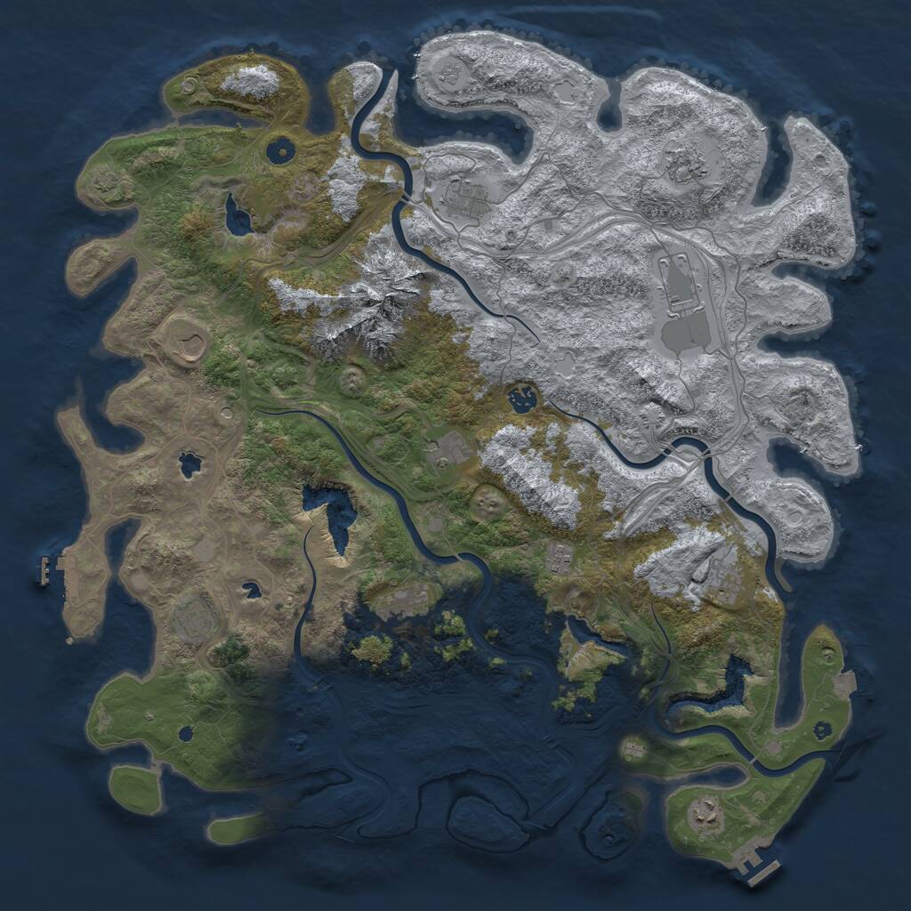 Rust Map: Procedural Map, Size: 5000, Seed: 410398987, 17 Monuments