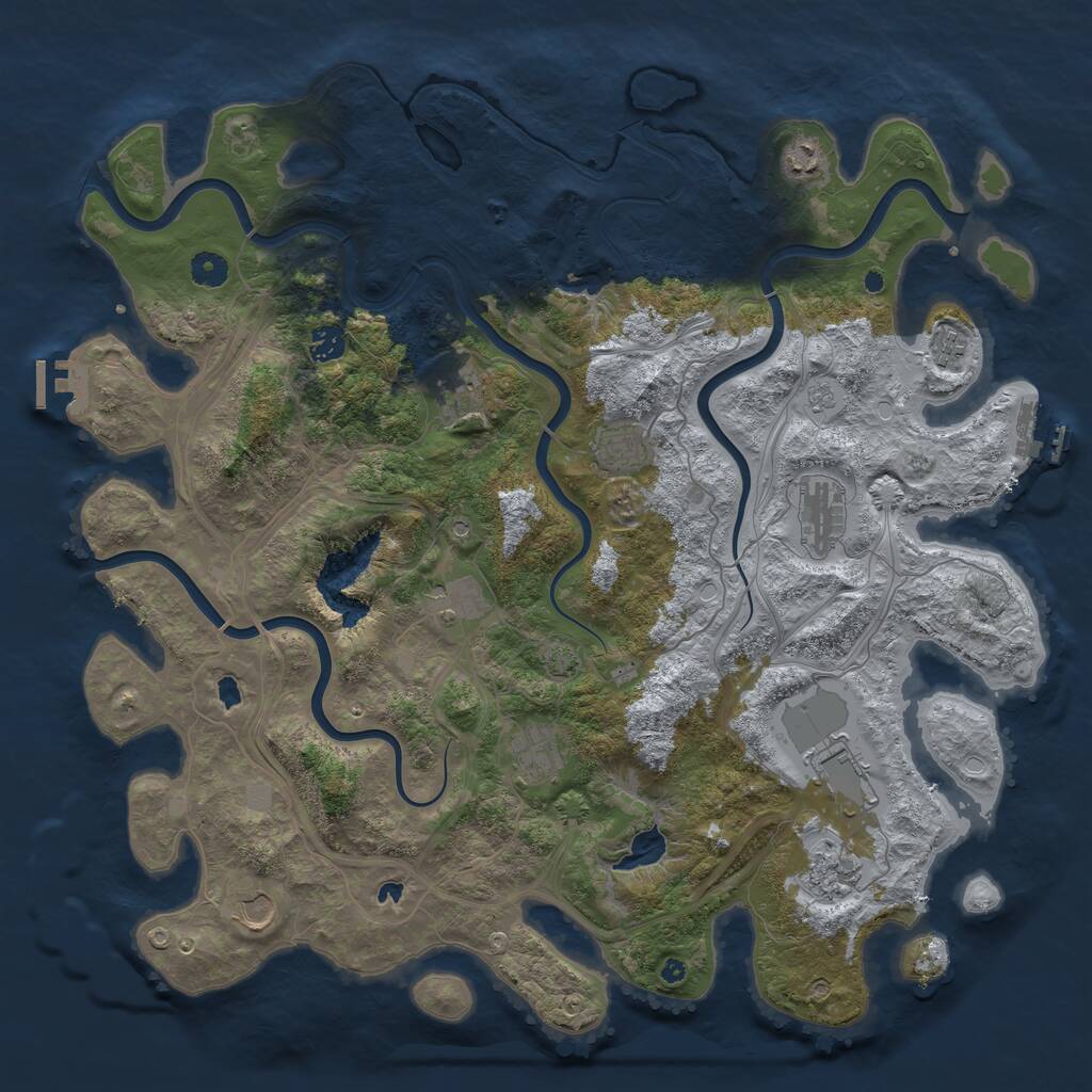 Rust Map: Procedural Map, Size: 4500, Seed: 841301597, 17 Monuments