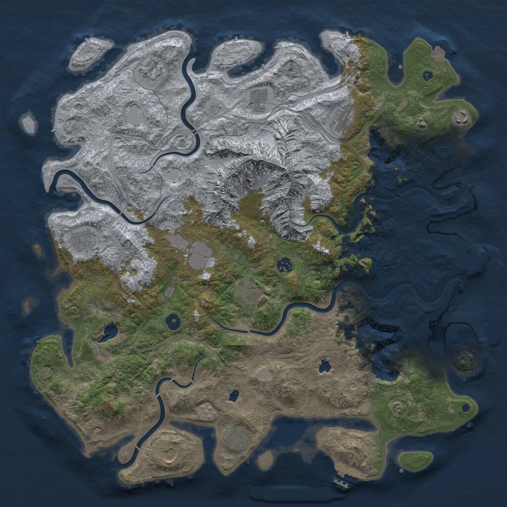 Rust Map: Procedural Map, Size: 5000, Seed: 1946918406, 17 Monuments