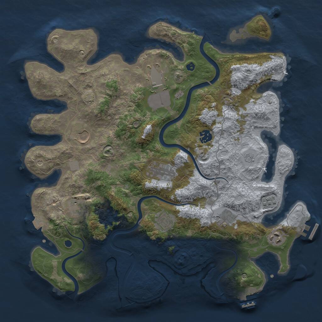 Rust Map: Procedural Map, Size: 3750, Seed: 1531016226, 16 Monuments