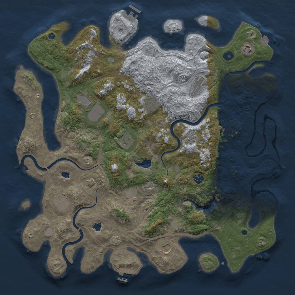 Rust Map: Procedural Map, Size: 4500, Seed: 1723812548, 17 Monuments