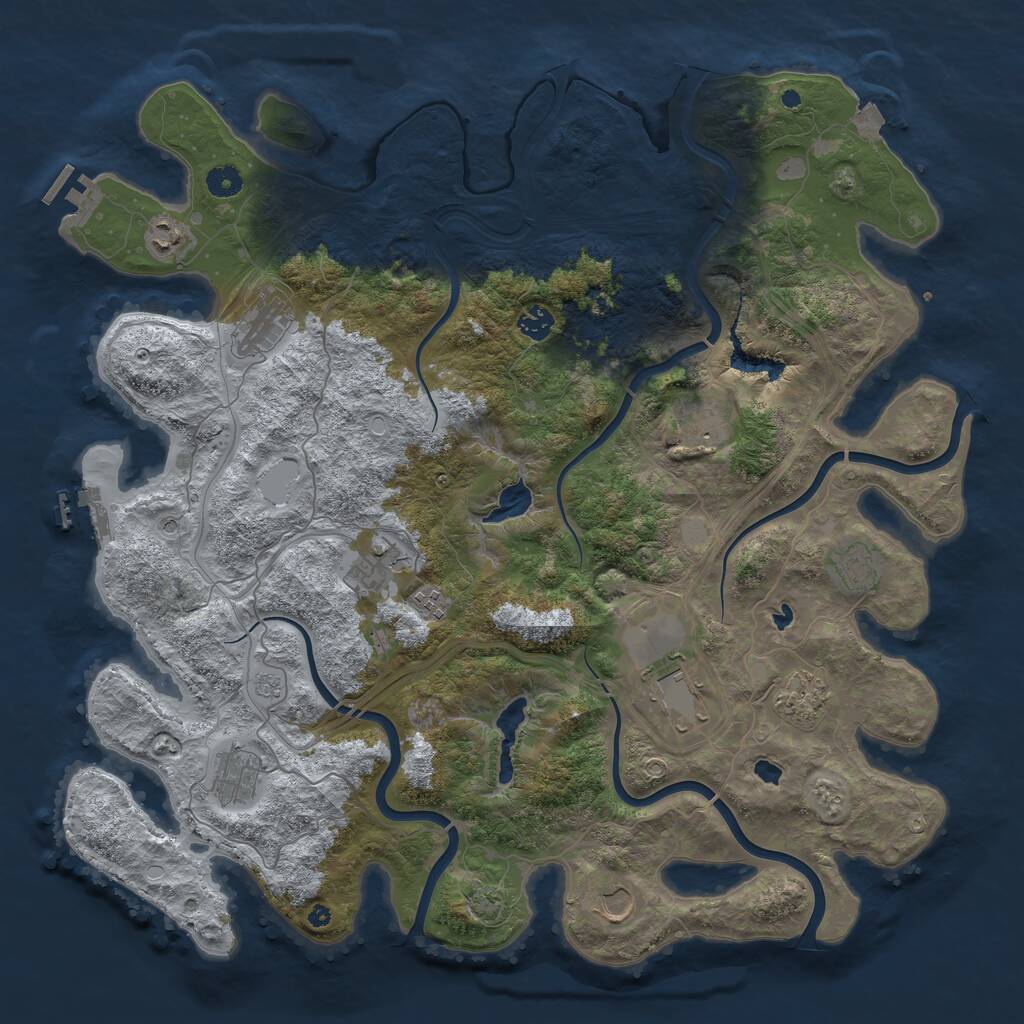 Rust Map: Procedural Map, Size: 4500, Seed: 103024870, 17 Monuments