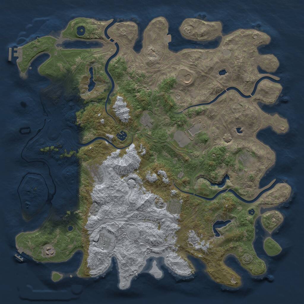 Rust Map: Procedural Map, Size: 4800, Seed: 2131951027, 17 Monuments
