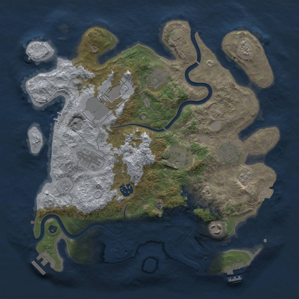 Rust Map: Procedural Map, Size: 3500, Seed: 138551651, 14 Monuments