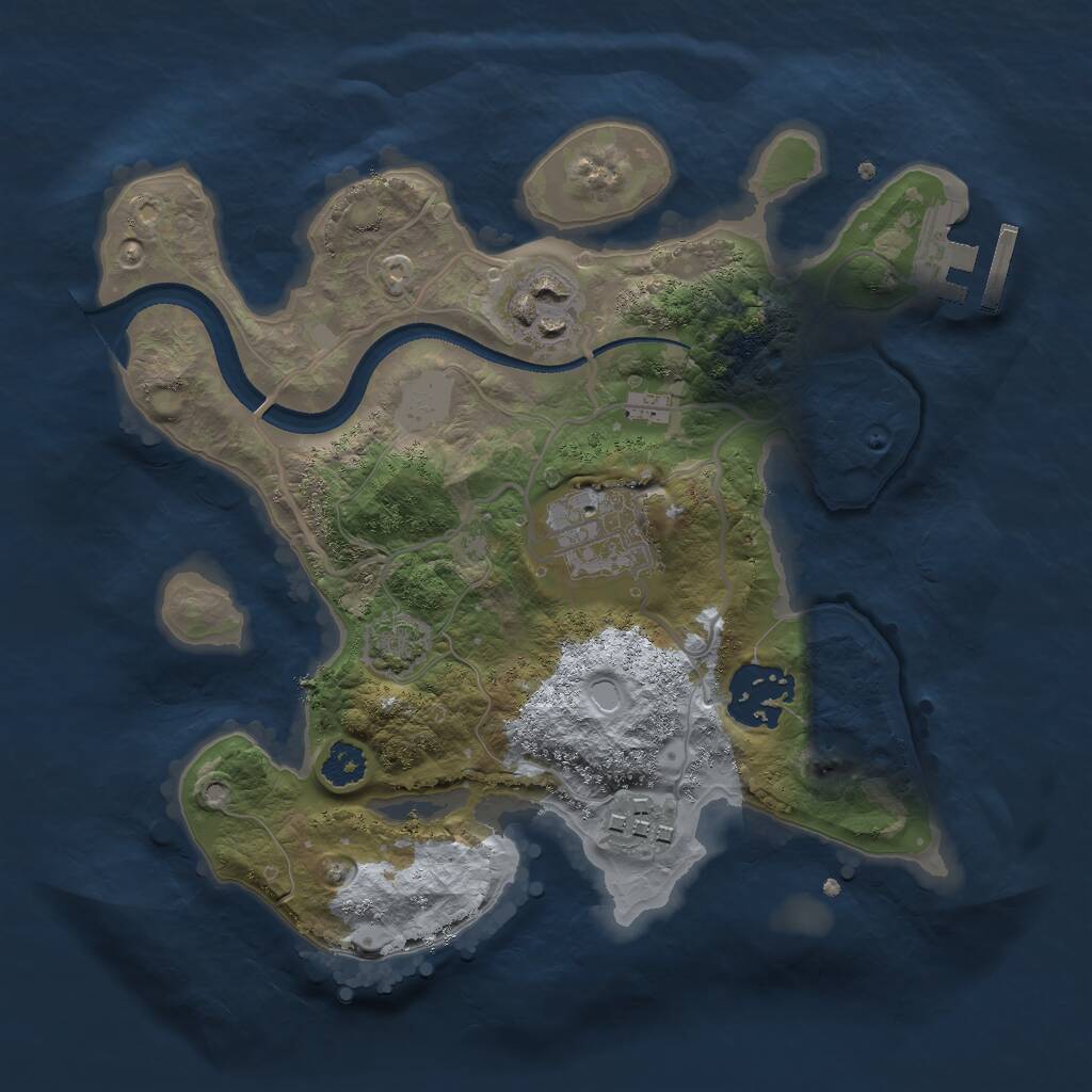 Rust Map: Procedural Map, Size: 2500, Seed: 25277993, 7 Monuments