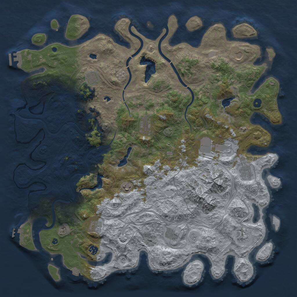 Rust Map: Procedural Map, Size: 5000, Seed: 675003276, 17 Monuments