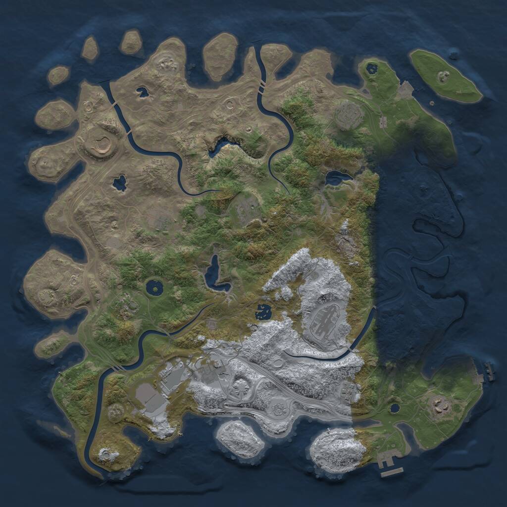 Rust Map: Procedural Map, Size: 4500, Seed: 376408554, 17 Monuments