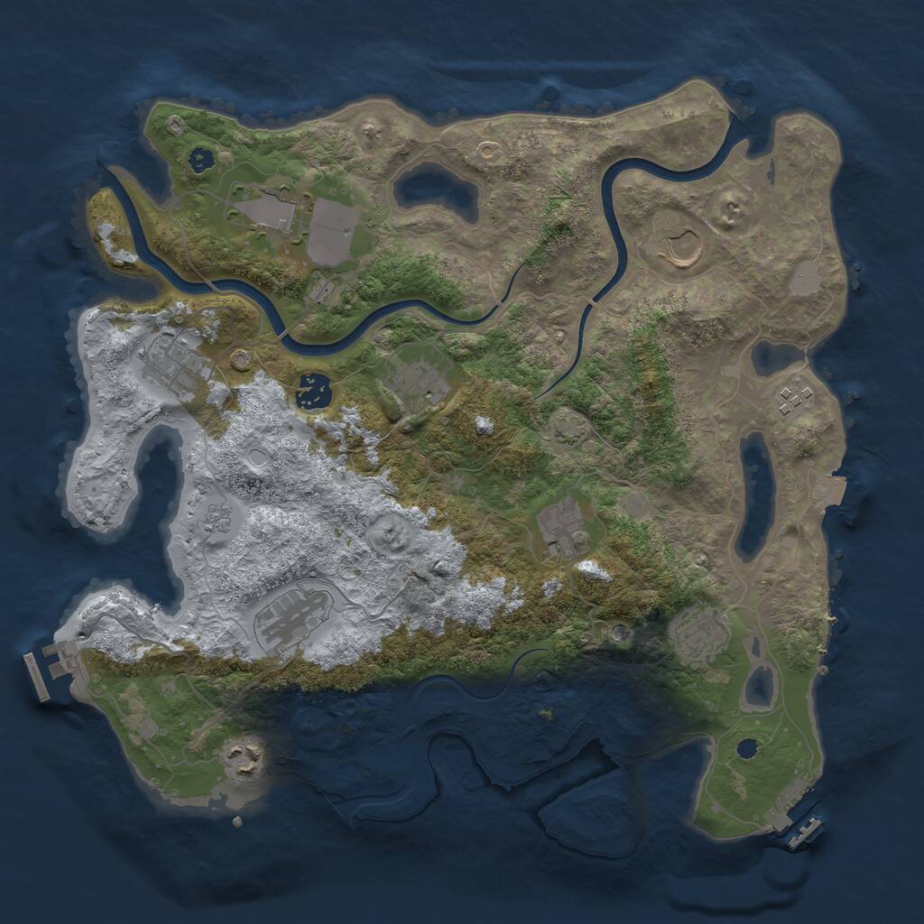 Rust Map: Procedural Map, Size: 3700, Seed: 1969453773, 16 Monuments
