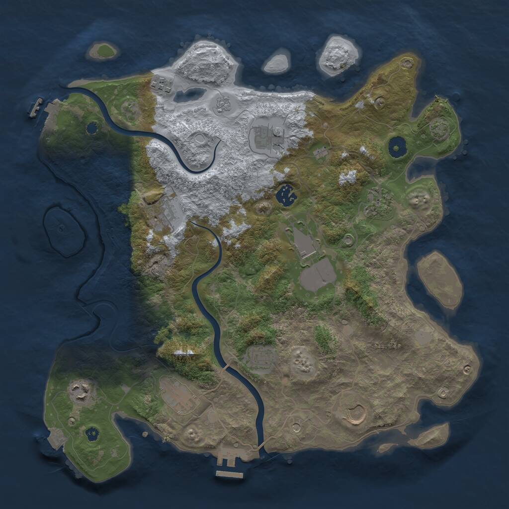 Rust Map: Procedural Map, Size: 3800, Seed: 2069670682, 16 Monuments