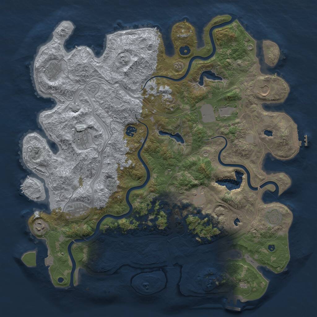 Rust Map: Procedural Map, Size: 4500, Seed: 350339246, 17 Monuments