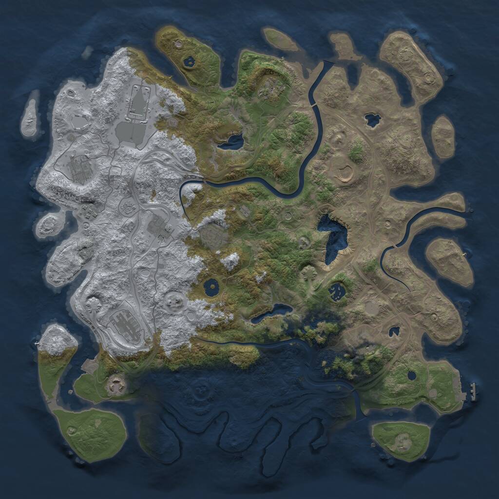 Rust Map: Procedural Map, Size: 4500, Seed: 50726, 16 Monuments