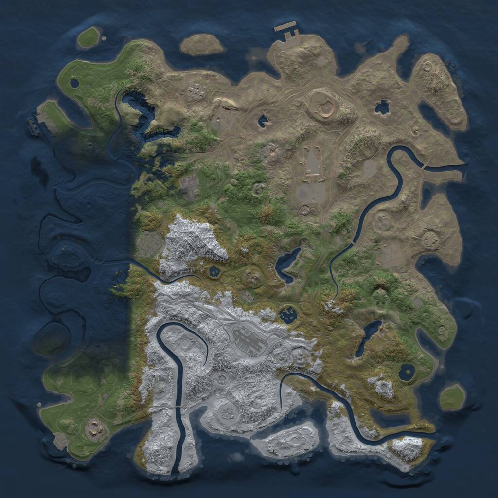 Rust Map: Procedural Map, Size: 4500, Seed: 338394107, 16 Monuments