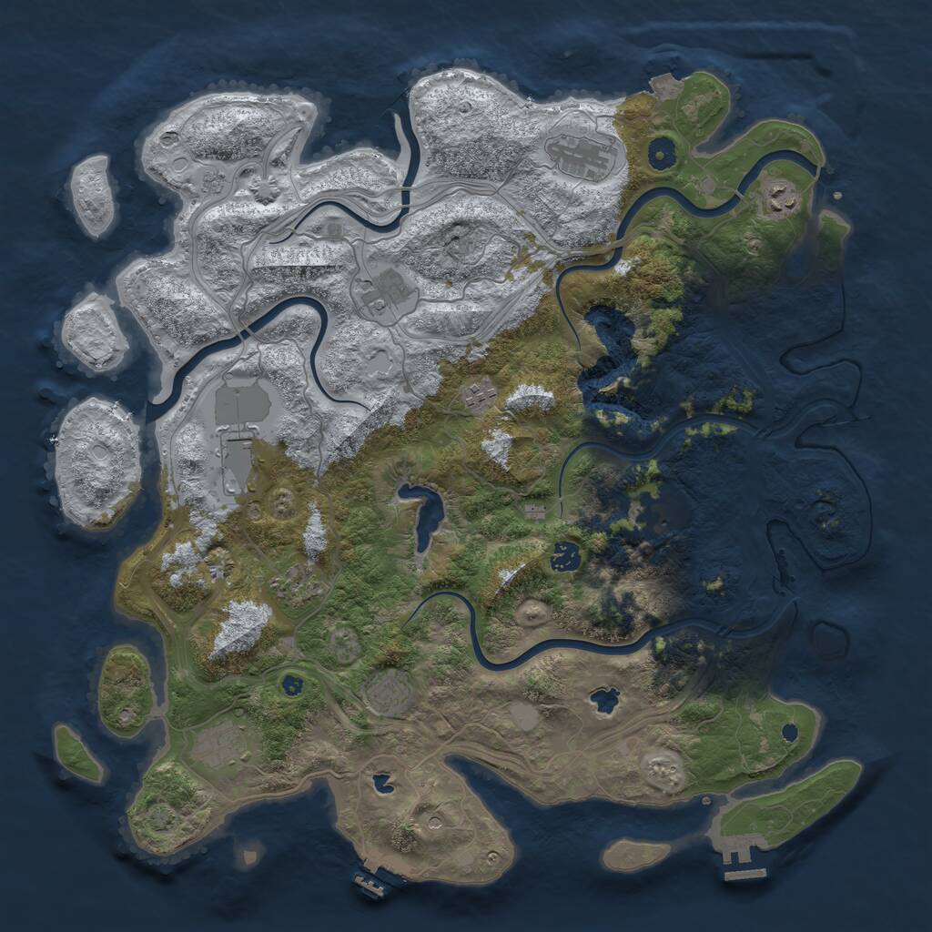 Rust Map: Procedural Map, Size: 4500, Seed: 90625216, 16 Monuments