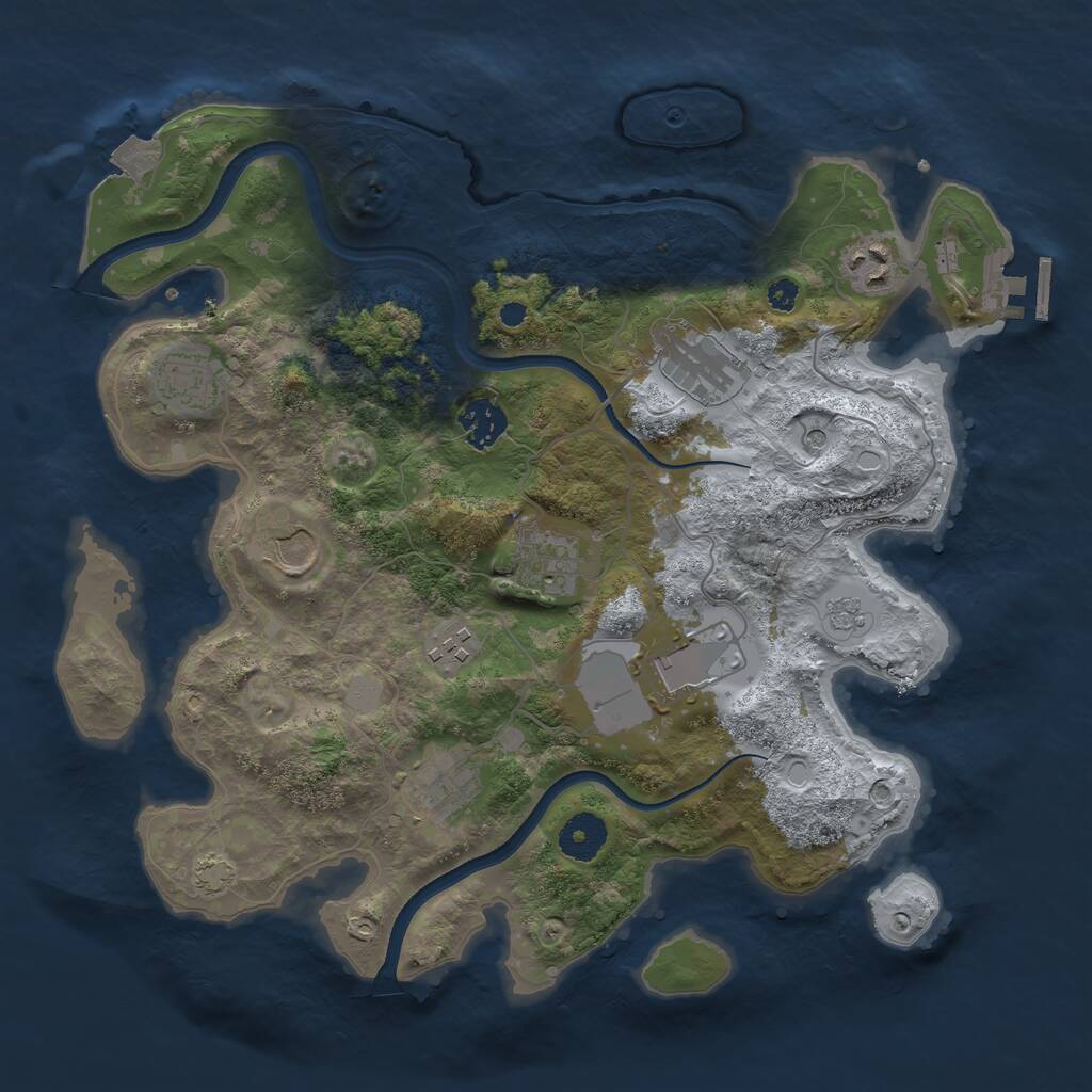 Rust Map: Procedural Map, Size: 3500, Seed: 142923298, 14 Monuments