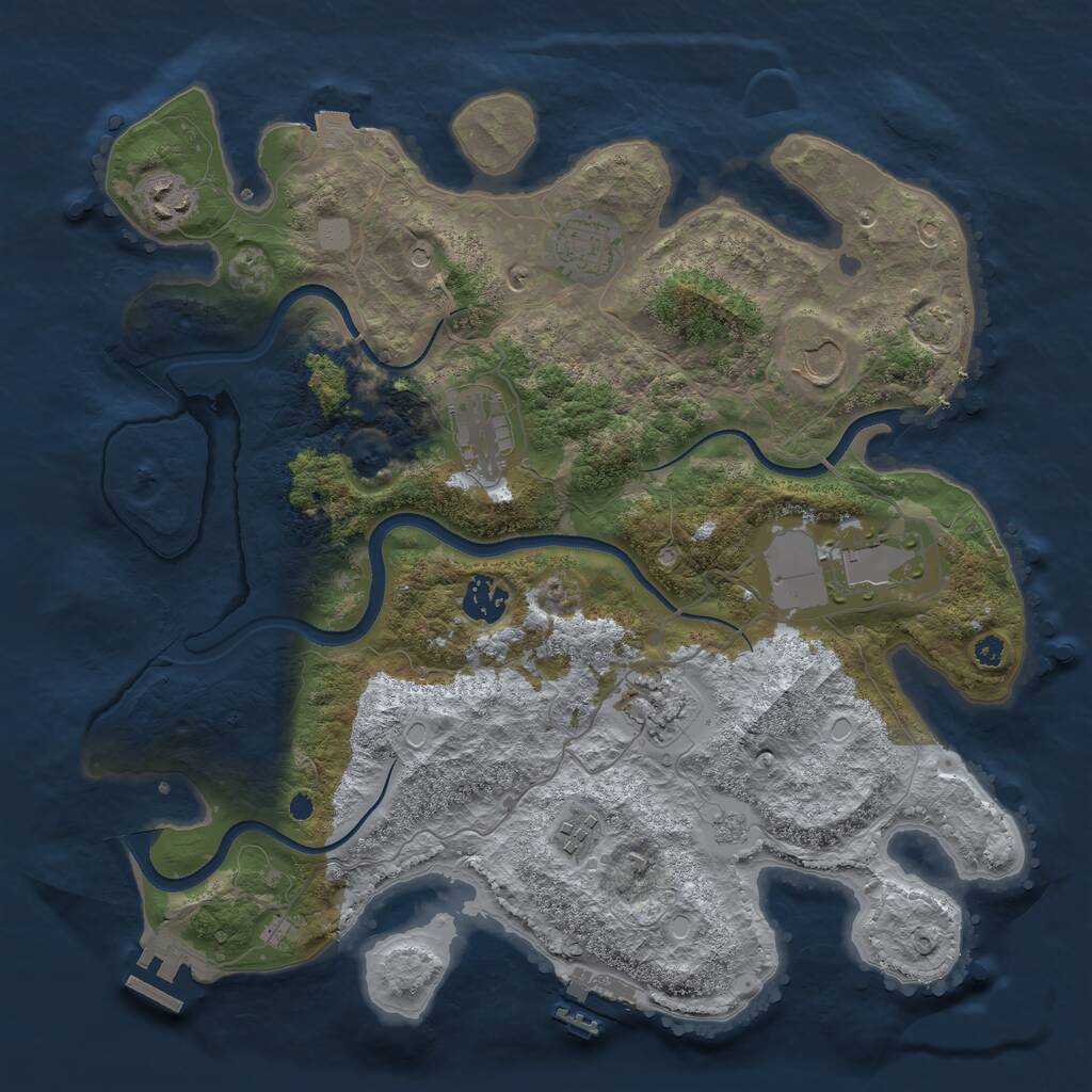 Rust Map: Procedural Map, Size: 3650, Seed: 11659491, 14 Monuments