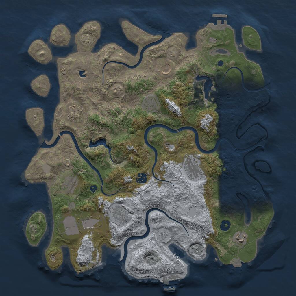 Rust Map: Procedural Map, Size: 4096, Seed: 133997611, 16 Monuments
