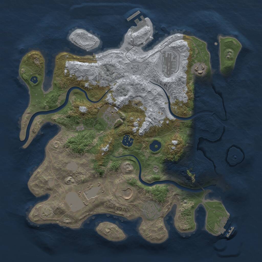 Rust Map: Procedural Map, Size: 3500, Seed: 504253367, 14 Monuments