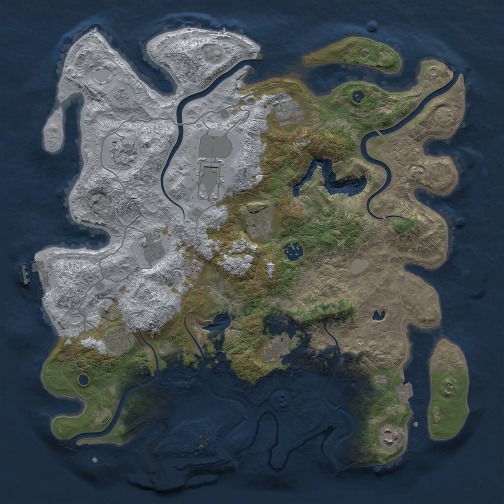 Rust Map: Procedural Map, Size: 4100, Seed: 678188277, 16 Monuments