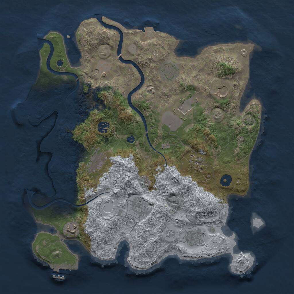 Rust Map: Procedural Map, Size: 3750, Seed: 1505101015, 17 Monuments