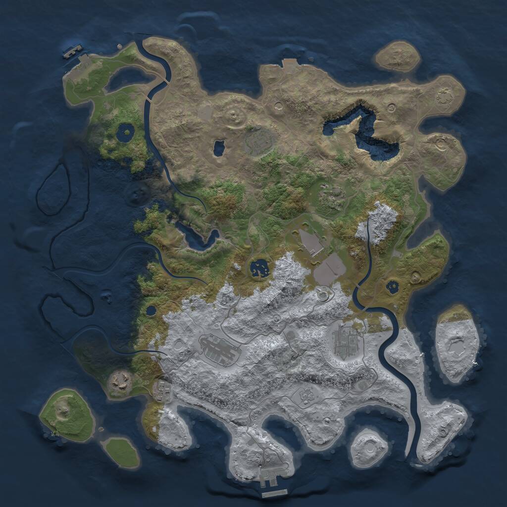 Rust Map: Procedural Map, Size: 4000, Seed: 2086520850, 14 Monuments