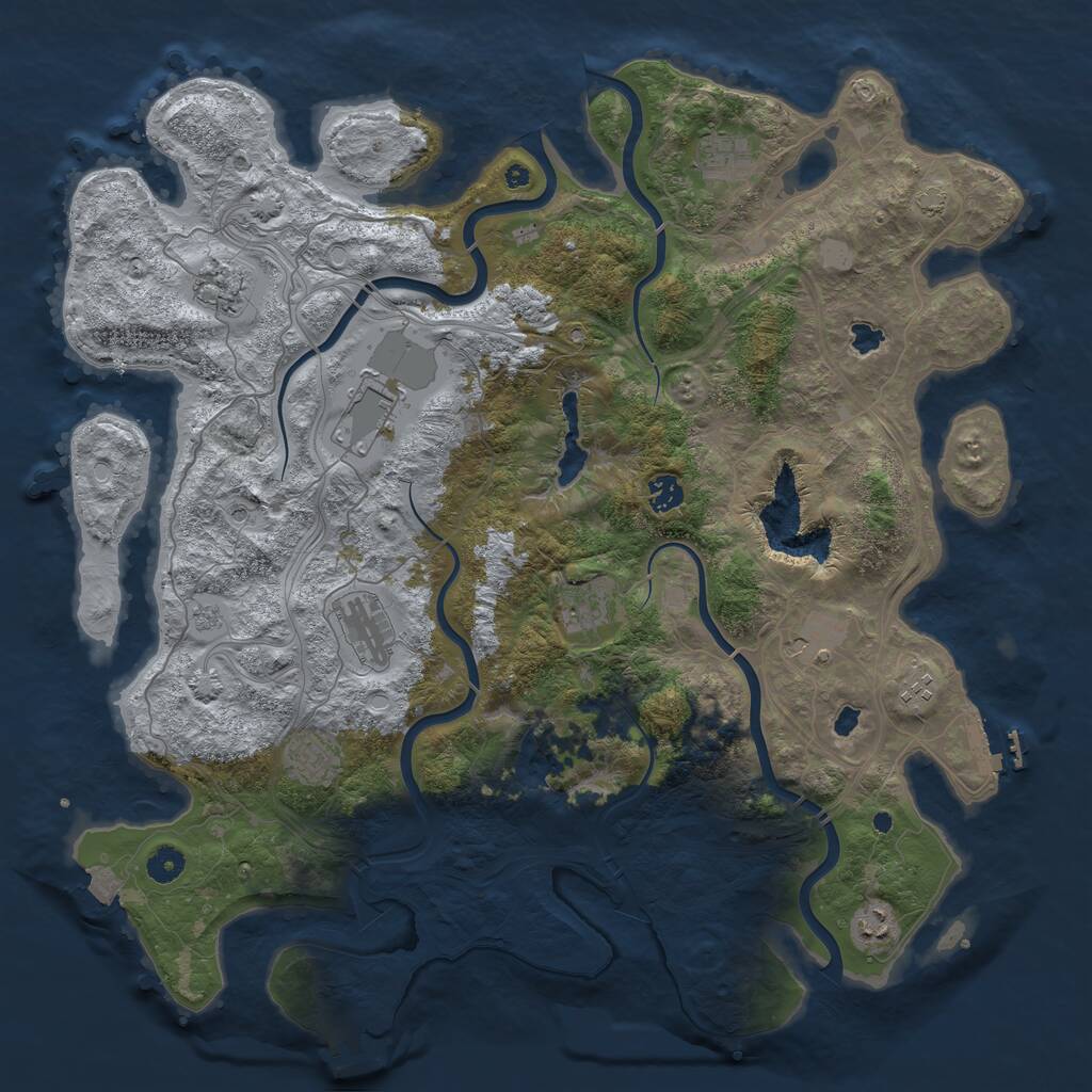 Rust Map: Procedural Map, Size: 4500, Seed: 974721971, 16 Monuments