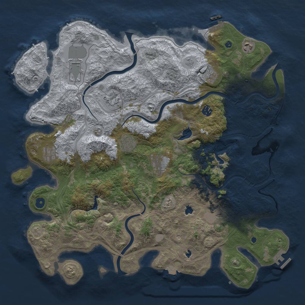 Rust Map: Procedural Map, Size: 4500, Seed: 1038655800, 16 Monuments