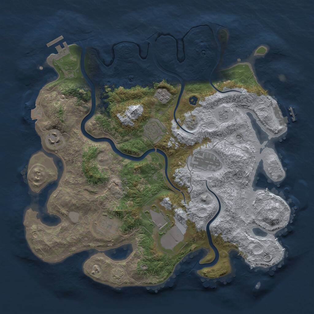 Rust Map: Procedural Map, Size: 3500, Seed: 452248, 12 Monuments