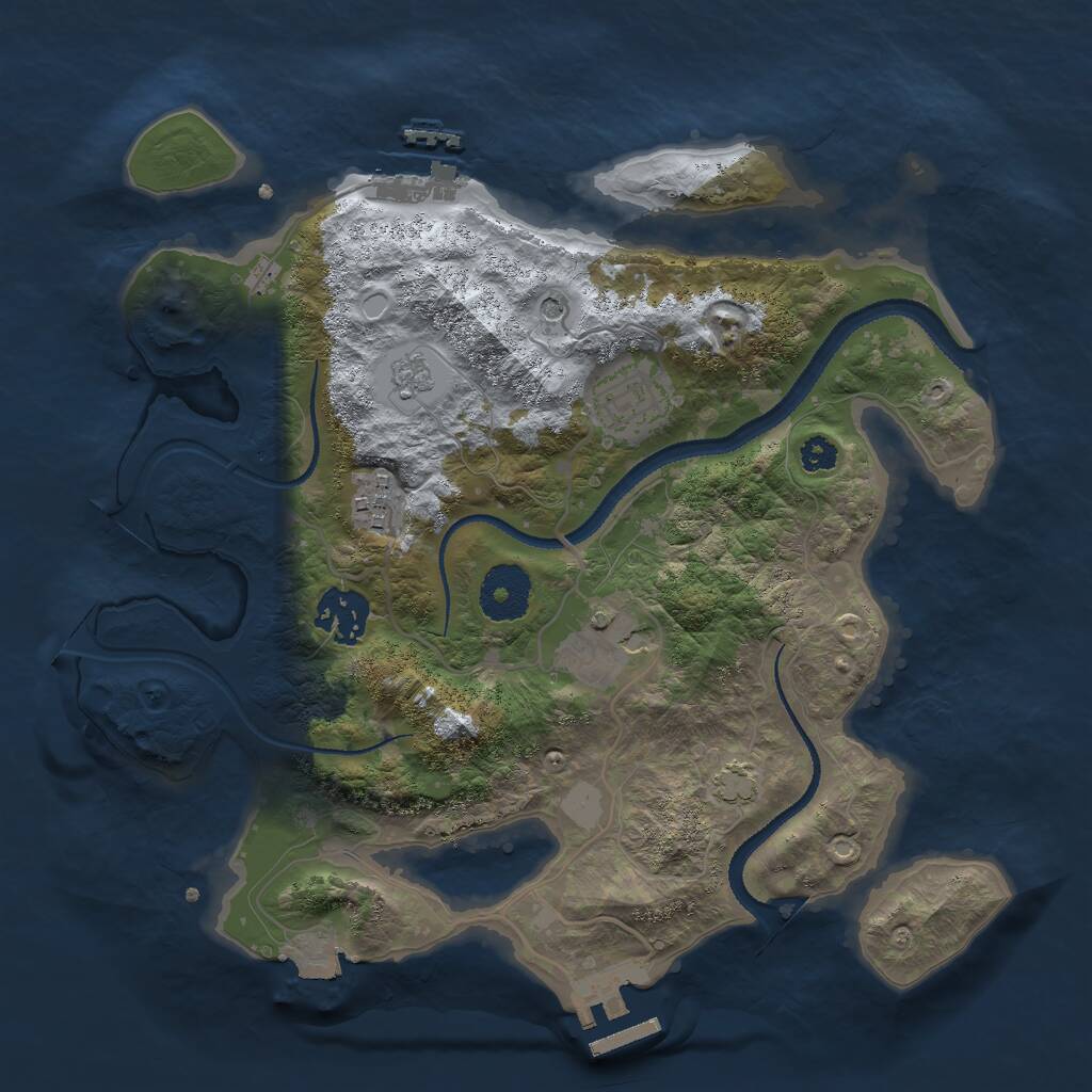 Rust Map: Procedural Map, Size: 3000, Seed: 1831049279, 10 Monuments