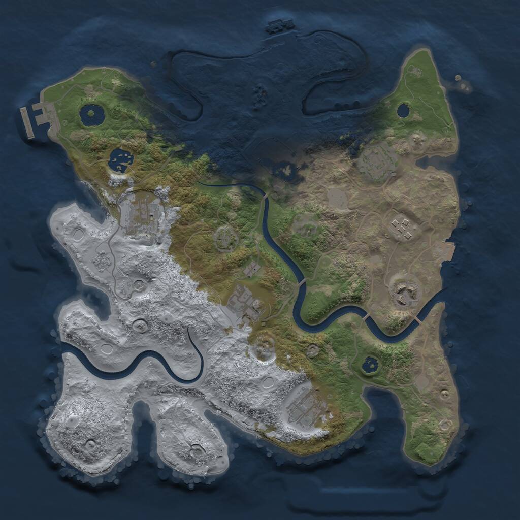 Rust Map: Procedural Map, Size: 3250, Seed: 1795926456, 14 Monuments