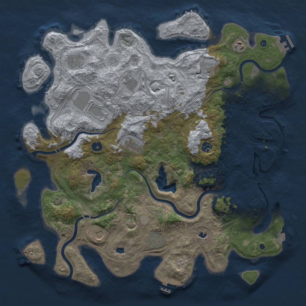 Rust Map: Procedural Map, Size: 4500, Seed: 1838448028, 16 Monuments