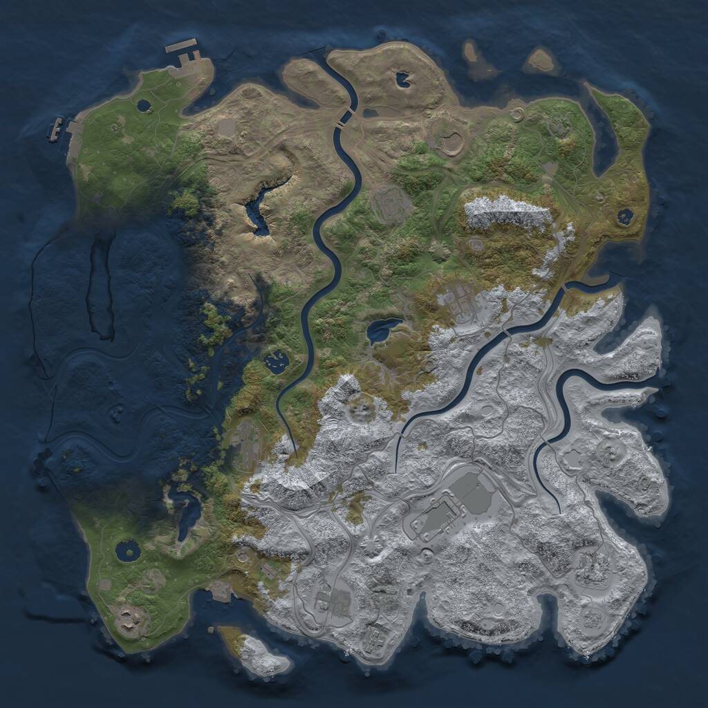 Rust Map: Procedural Map, Size: 4500, Seed: 9512453, 16 Monuments