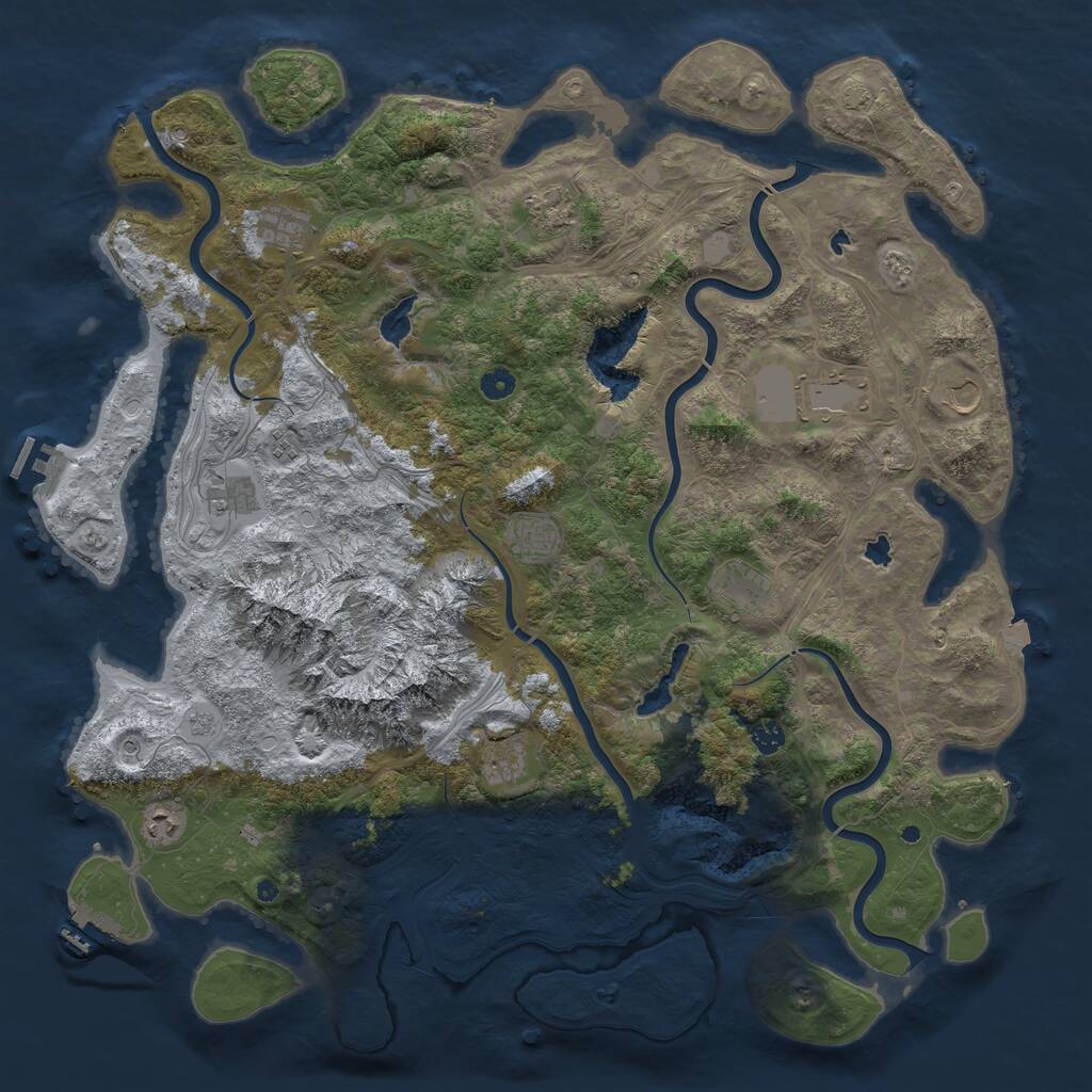Rust Map: Procedural Map, Size: 5000, Seed: 1194231476, 17 Monuments
