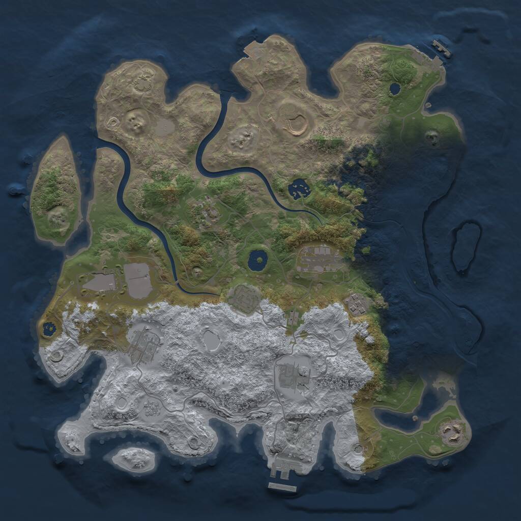 Rust Map: Procedural Map, Size: 3750, Seed: 1368720442, 16 Monuments