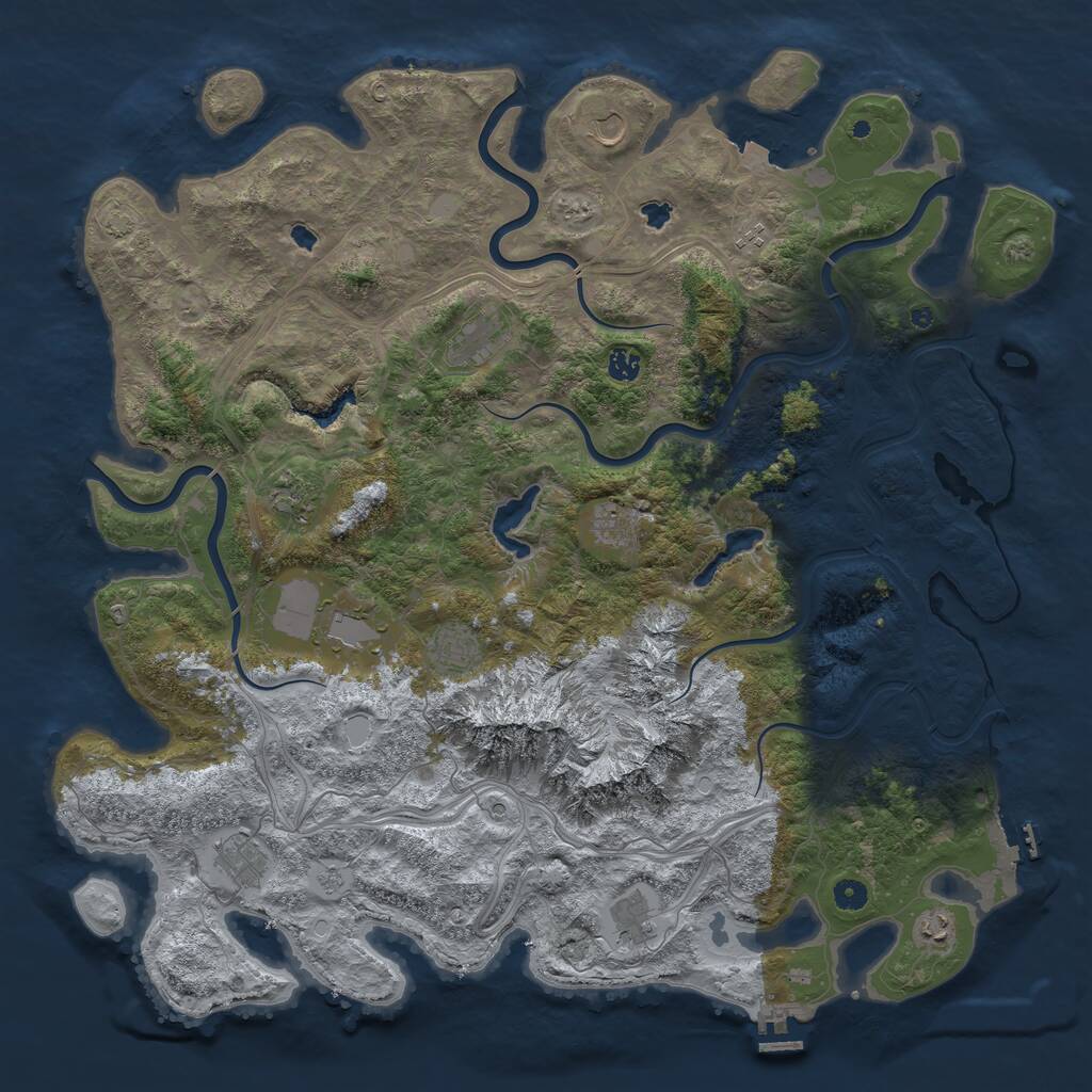 Rust Map: Procedural Map, Size: 5000, Seed: 1853496501, 17 Monuments