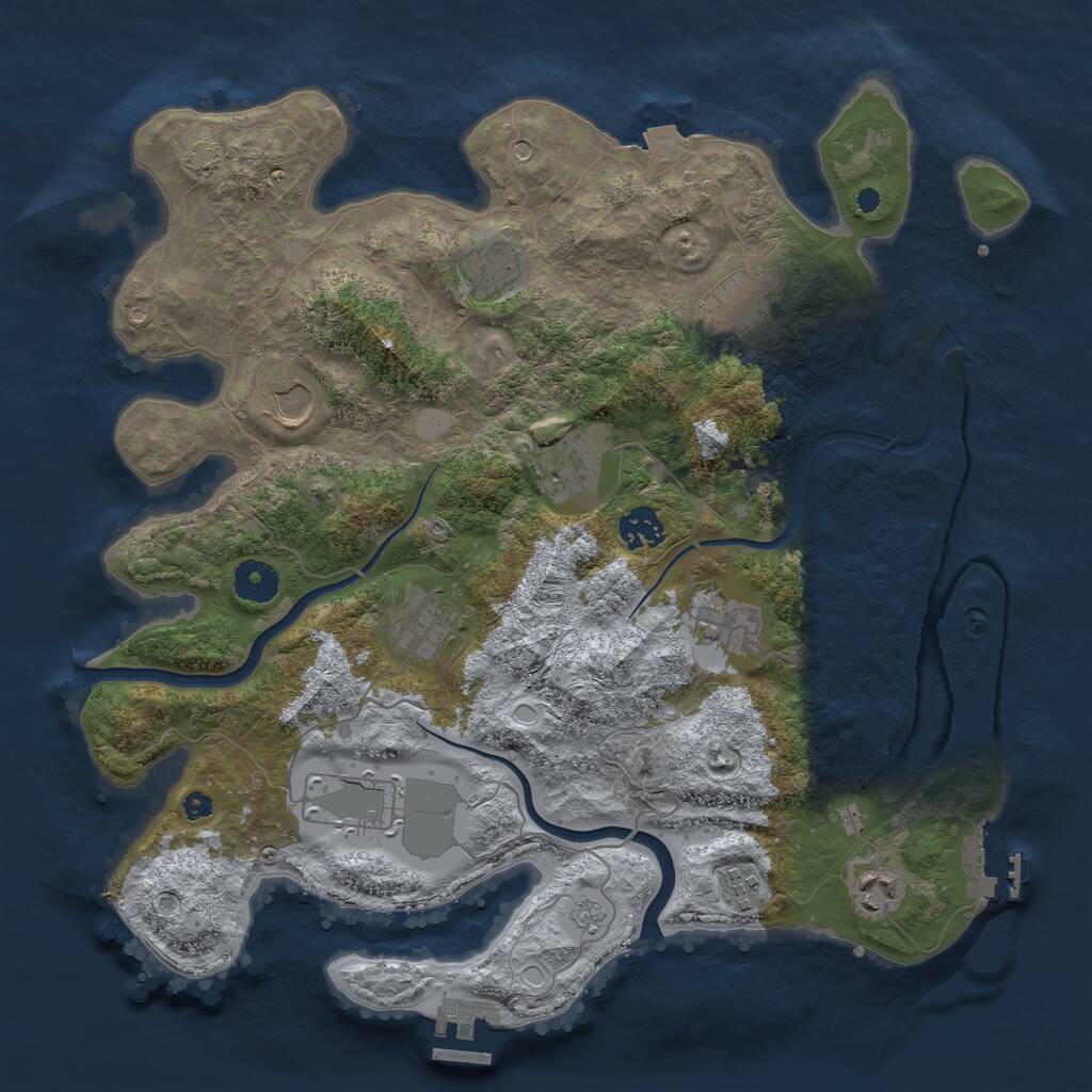 Rust Map: Procedural Map, Size: 3750, Seed: 1117443244, 16 Monuments