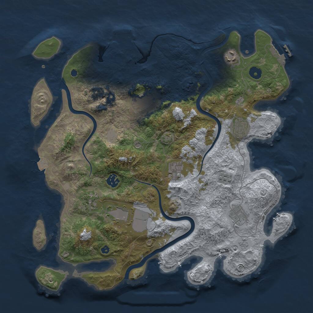 Rust Map: Procedural Map, Size: 3800, Seed: 611266200, 15 Monuments
