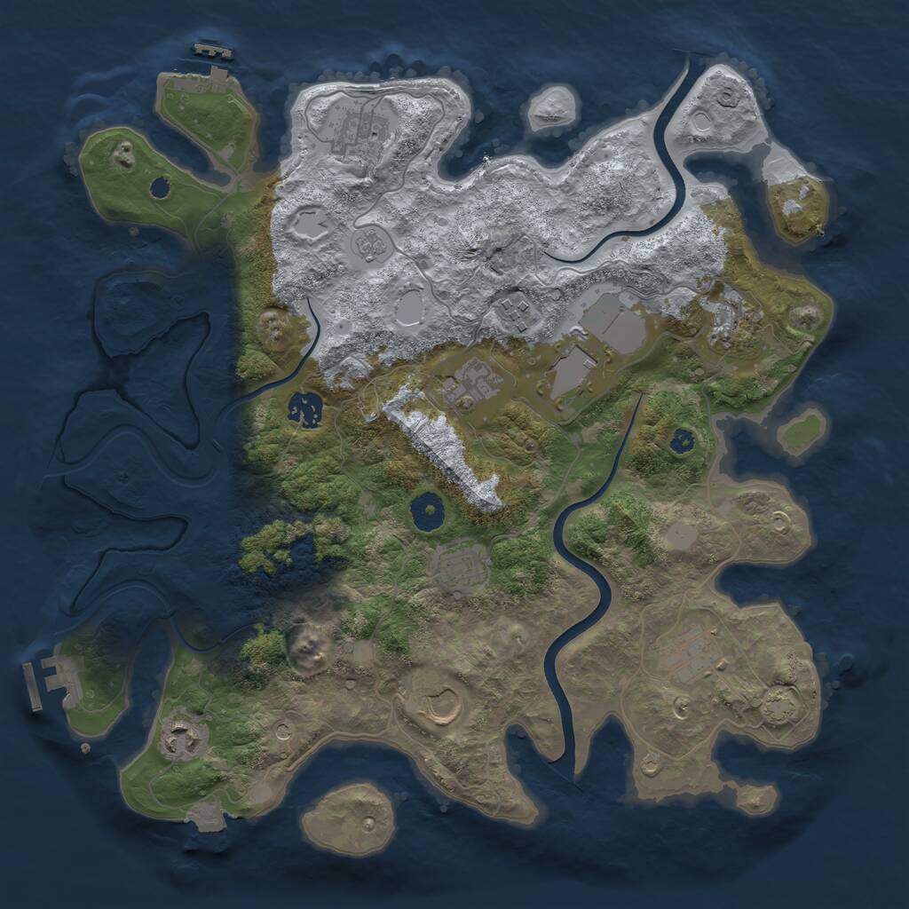 Rust Map: Procedural Map, Size: 3750, Seed: 1554383259, 16 Monuments